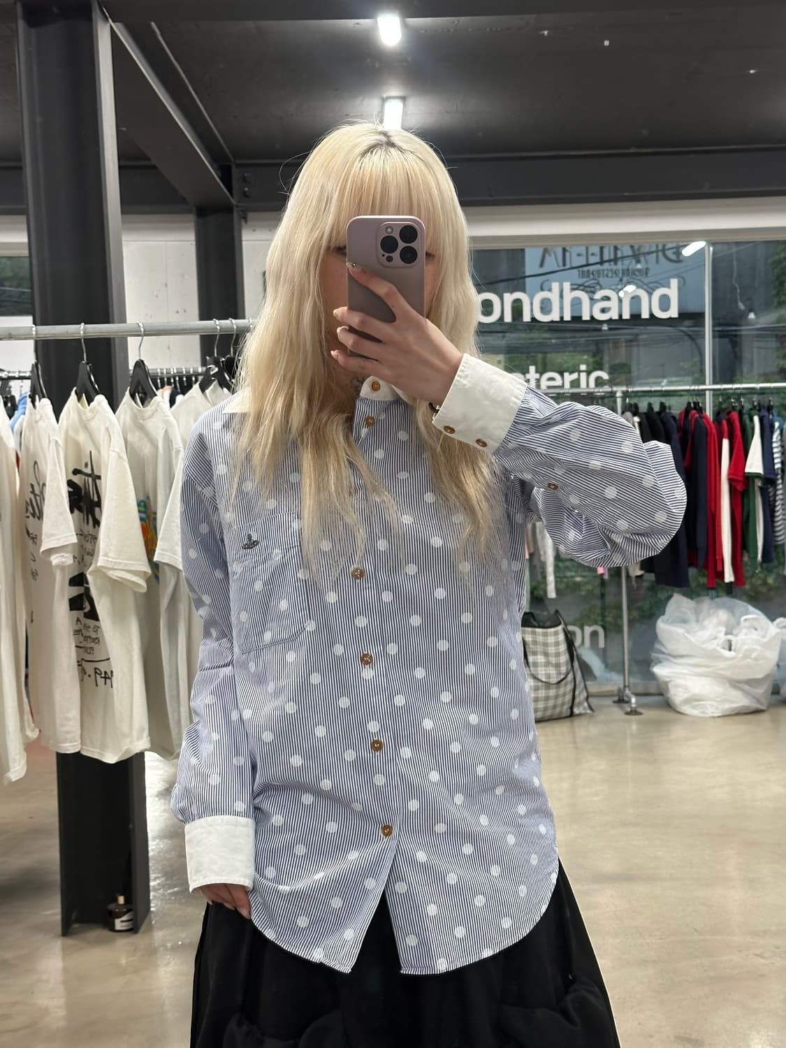 비비안 웨스트우드 레드라벨 스트라이프 도트 긴팔 셔츠 상품이미지3