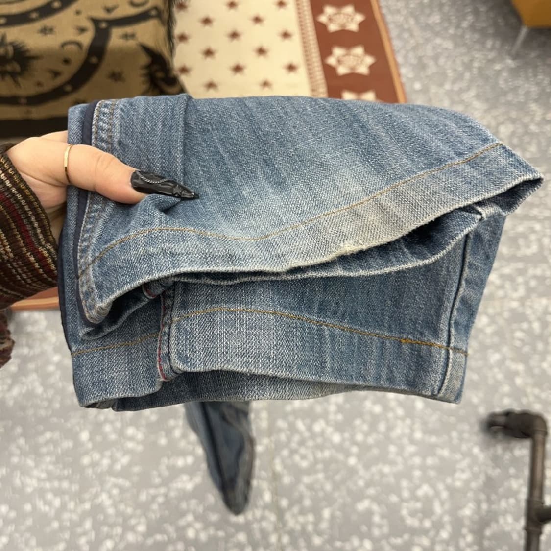 푸부 올드스쿨 Y2K 힙로고 데님 팬츠 27인치 C08676 상품이미지7