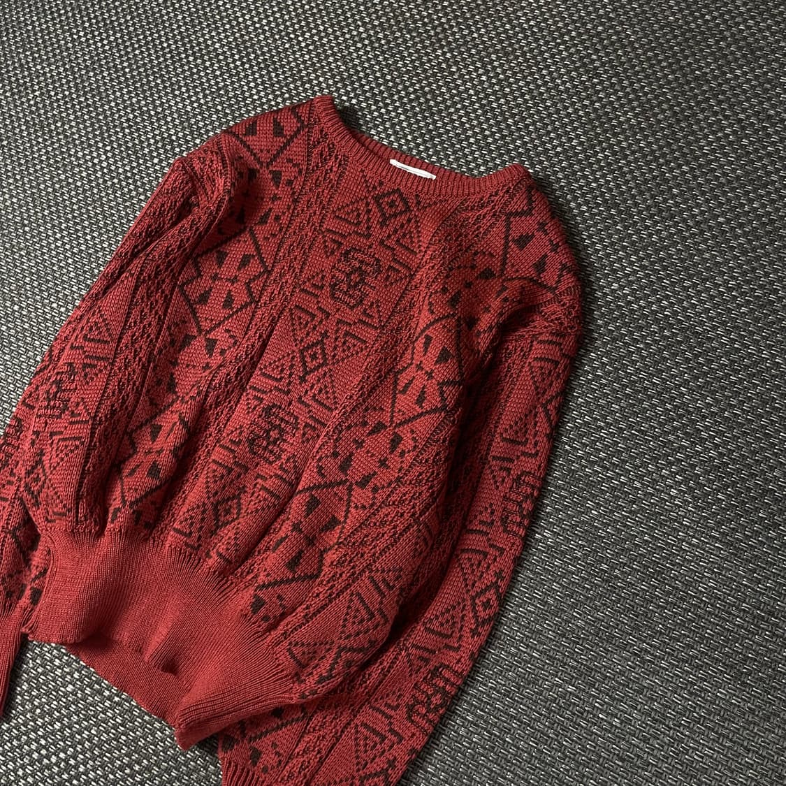 나이가이 레드 노르딕 패턴 긴팔 니트 L 상품이미지4