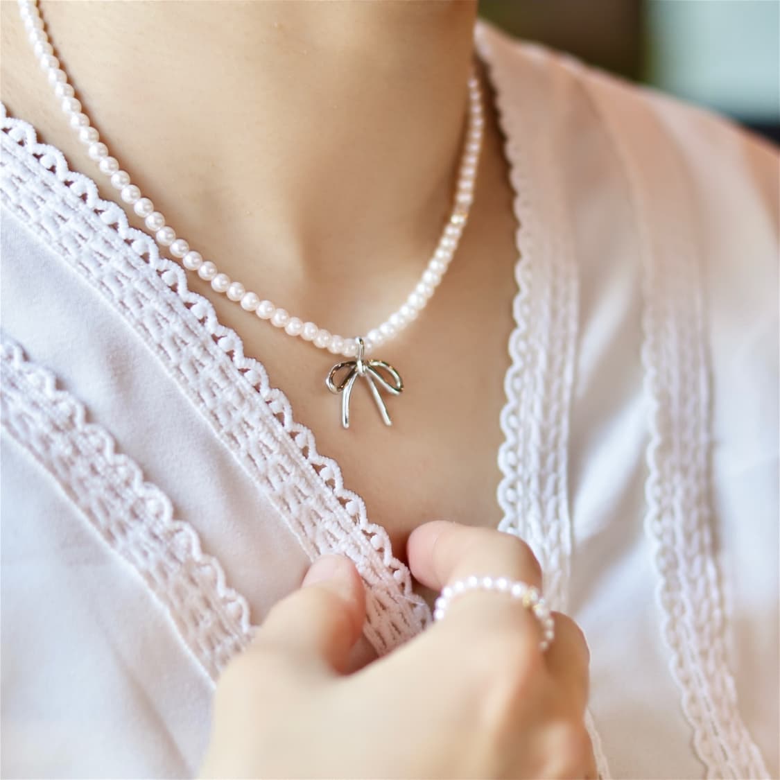 👰‍♀️흰원피스 혹은 셀프웨딩무드 진주목걸이💎 상품이미지7