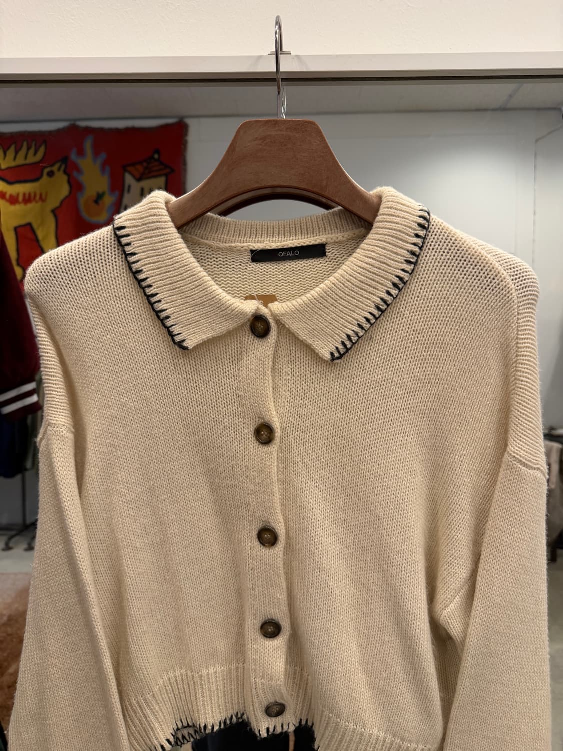 Vtg 빈티지 스티치 카라 가디건 상품이미지2