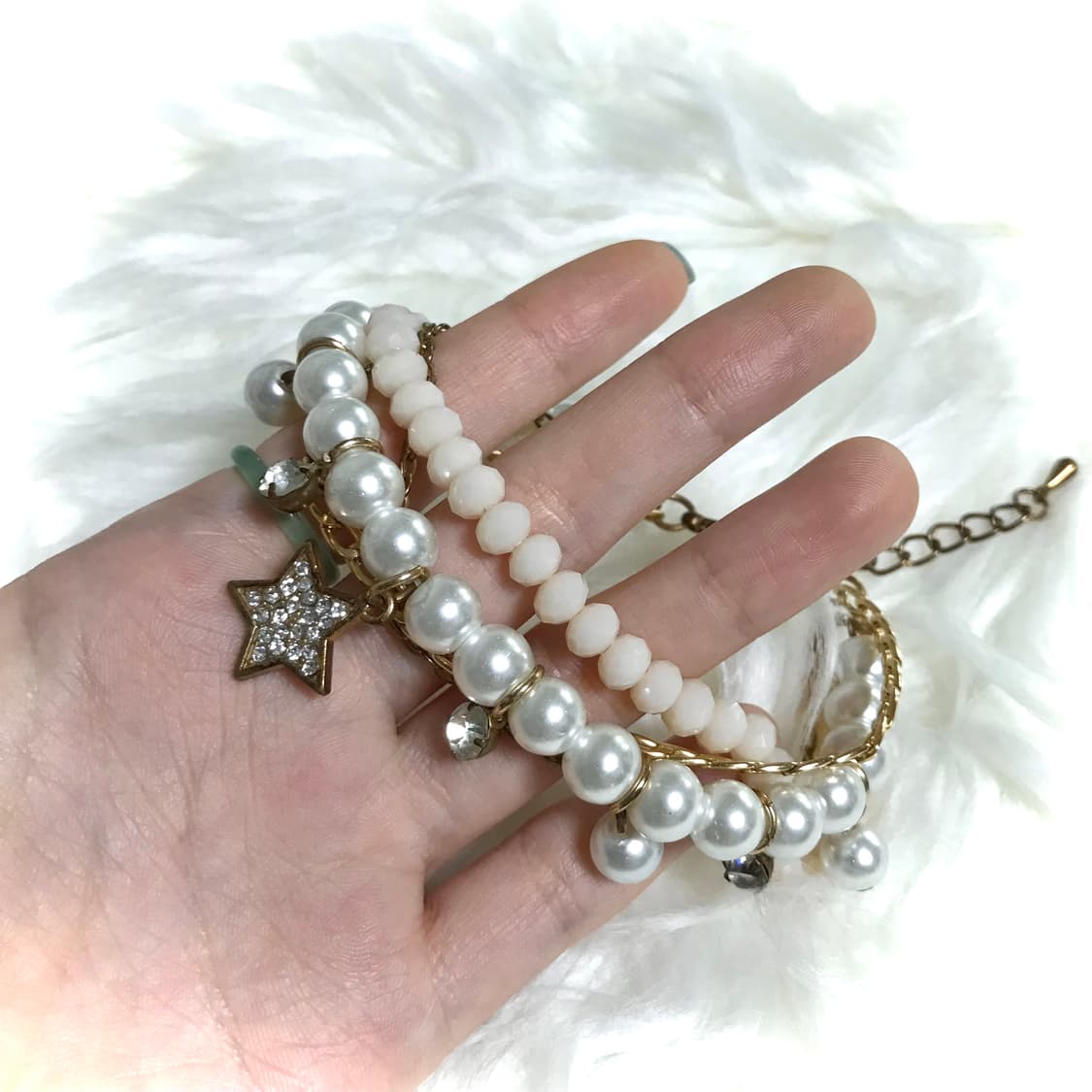빈티지 갸루 별 y2k 진주 레이어드 팔찌 상품이미지4