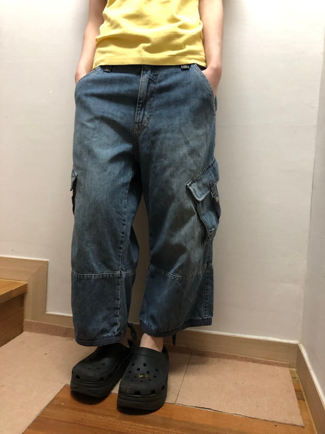 빈티지 게스 데님 카고 버뮤다 팬츠 상품이미지7