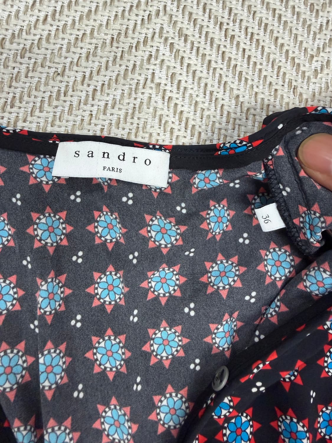 정품) 산드로 블랙 패턴 롱 원피스 36 상품이미지6