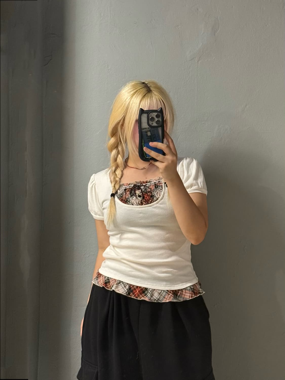 lest lose check pattern layered top 상품이미지2