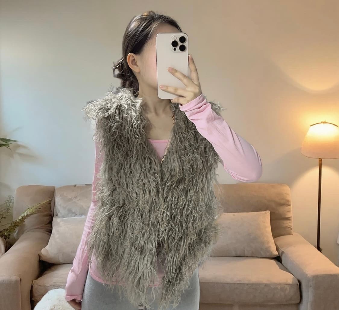 빈티지 그레이 양털 토스카나 조끼 베스트 상품이미지1