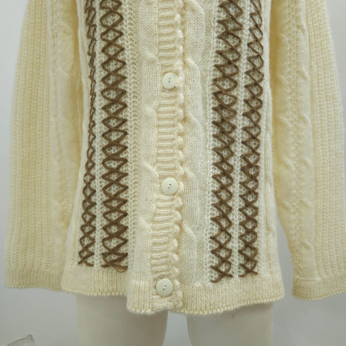 모혼방 아이보리 뜨개 니트 가디건 상품이미지3