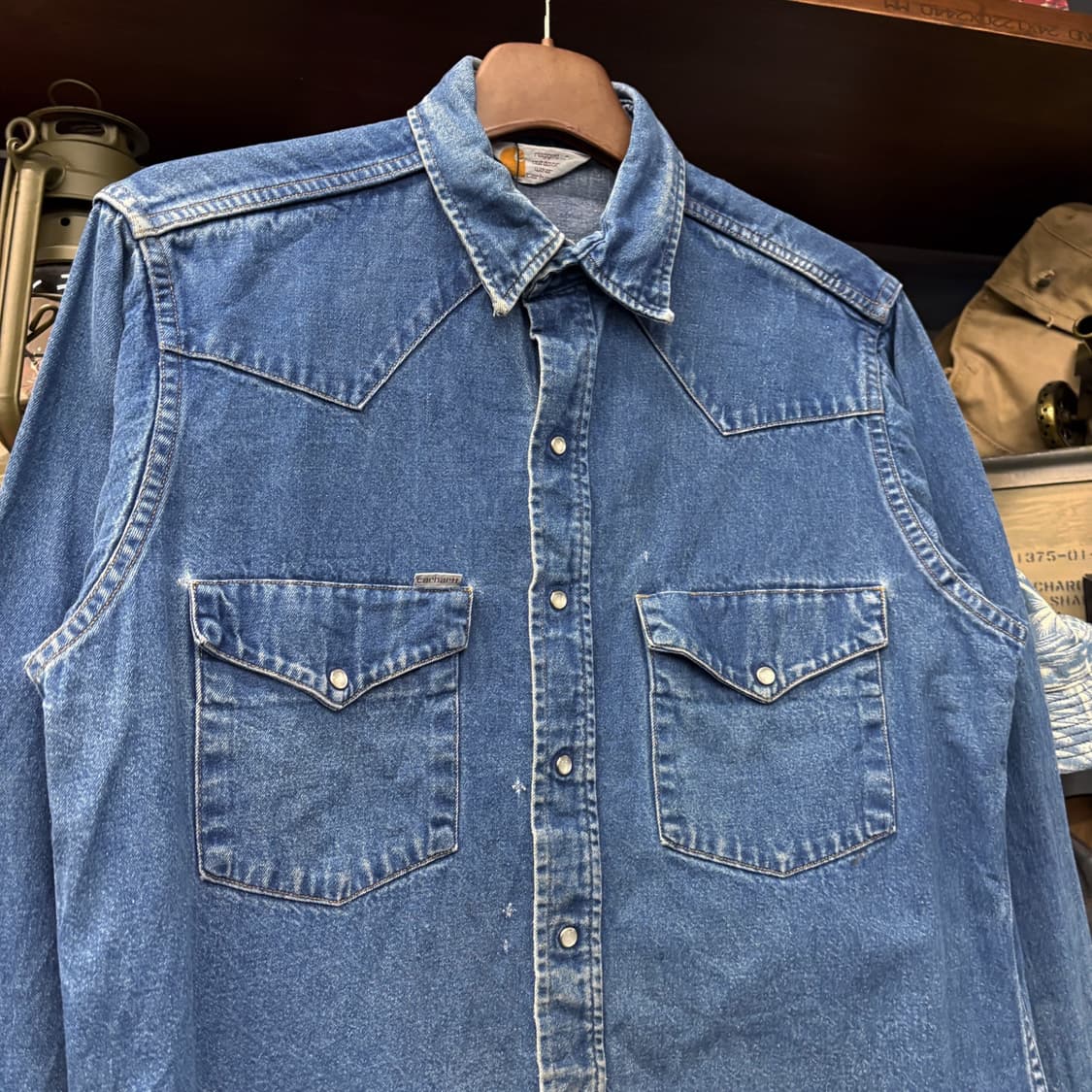 90s 칼하트 헤비코튼 웨스턴 데 워크셔츠 펄스냅 N737 상품이미지3