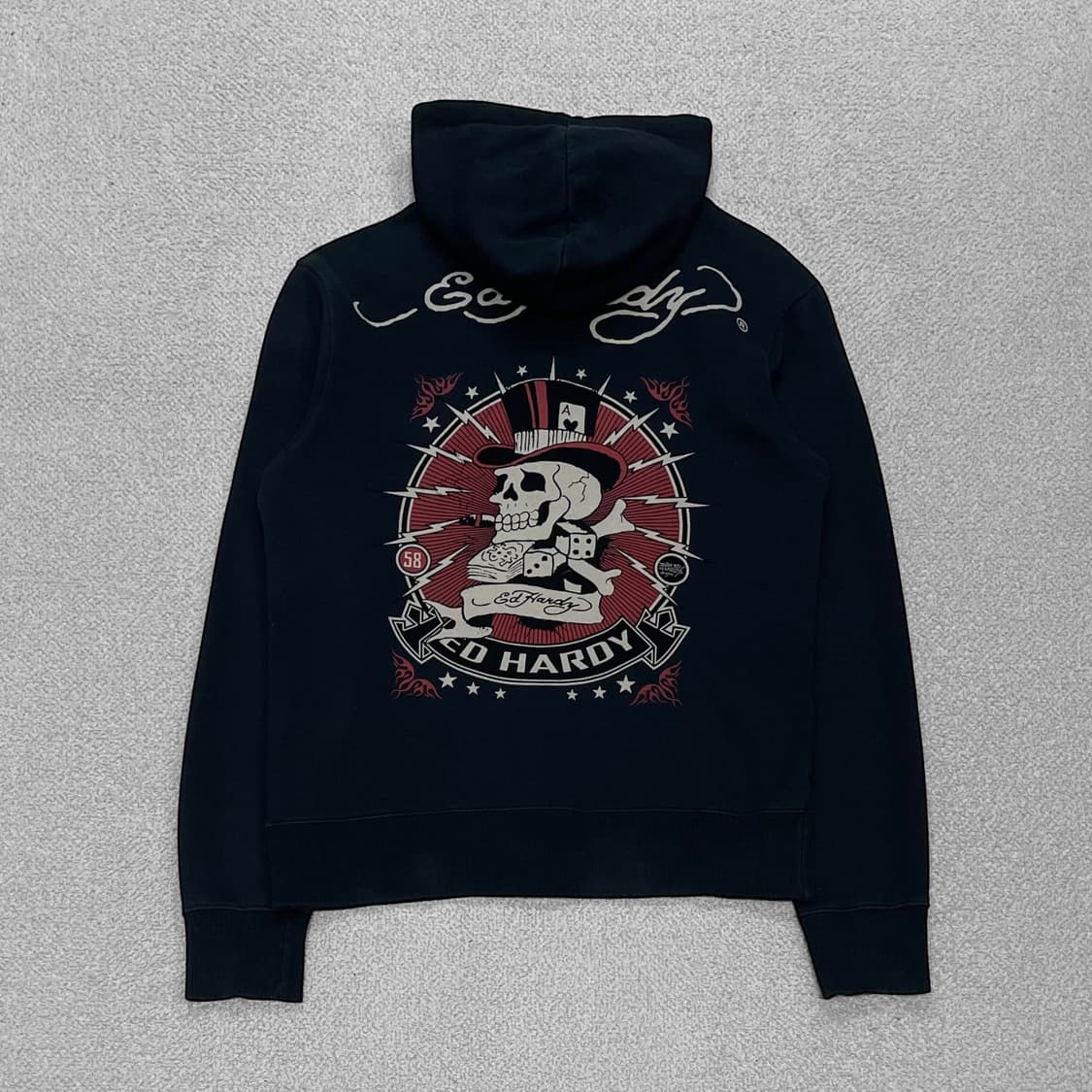 에드하디 Ed hardy 스컬 다이스 후드집업 블랙 상품이미지1