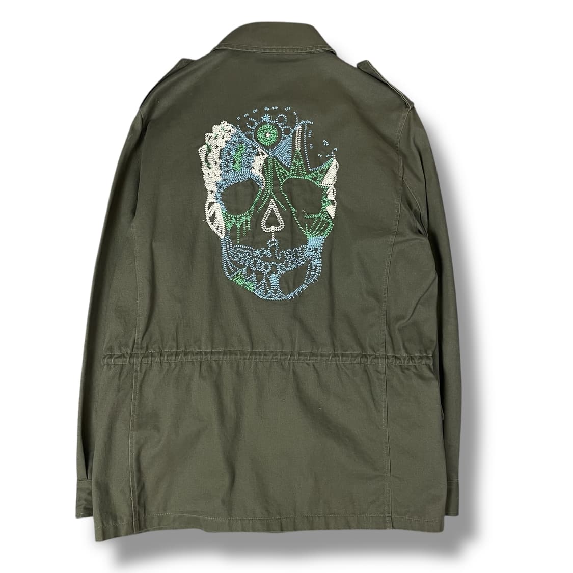 빈티지 카키 백포인트 스트링 야상 자켓 상품이미지2