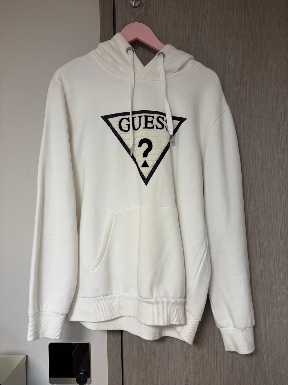 게스 빅로고 화이트후드티 기모 상품이미지1