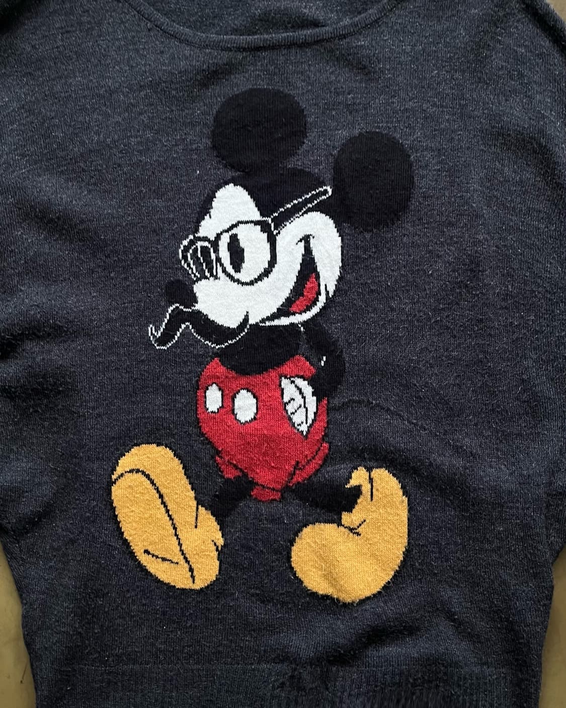 Old Disney Japan Mickey Dolman Gray Knit 상품이미지5