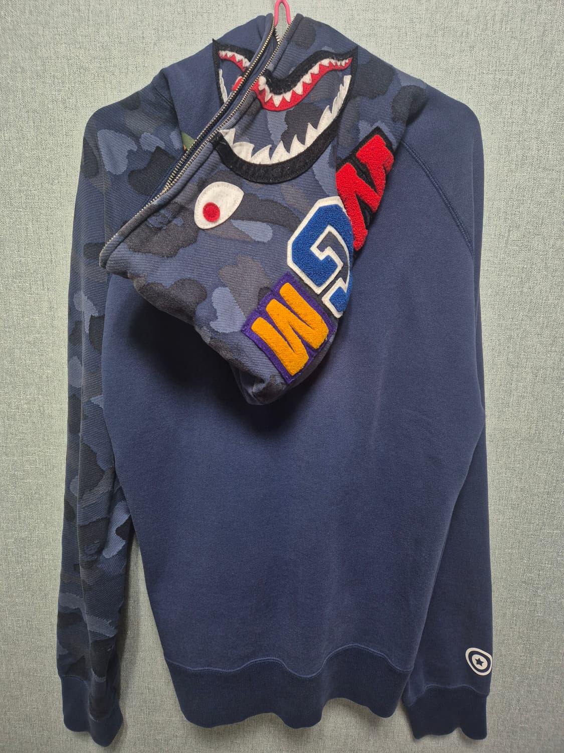 베이프 bape 샤크 후드집업 블루 반카모 XL 상품이미지1