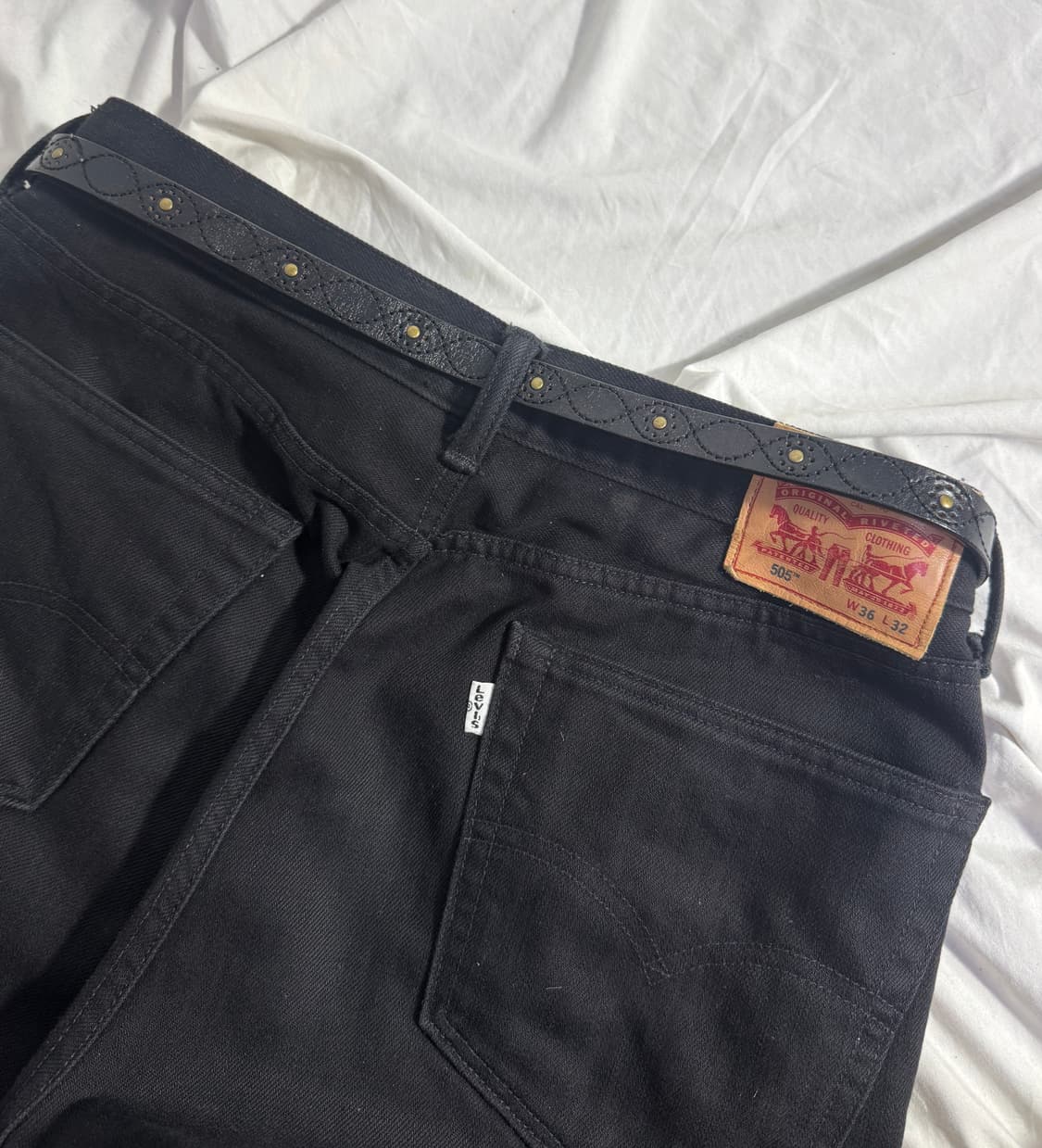 Michel klein 스티치 스터드 레더 벨트 웨스턴 상품이미지2