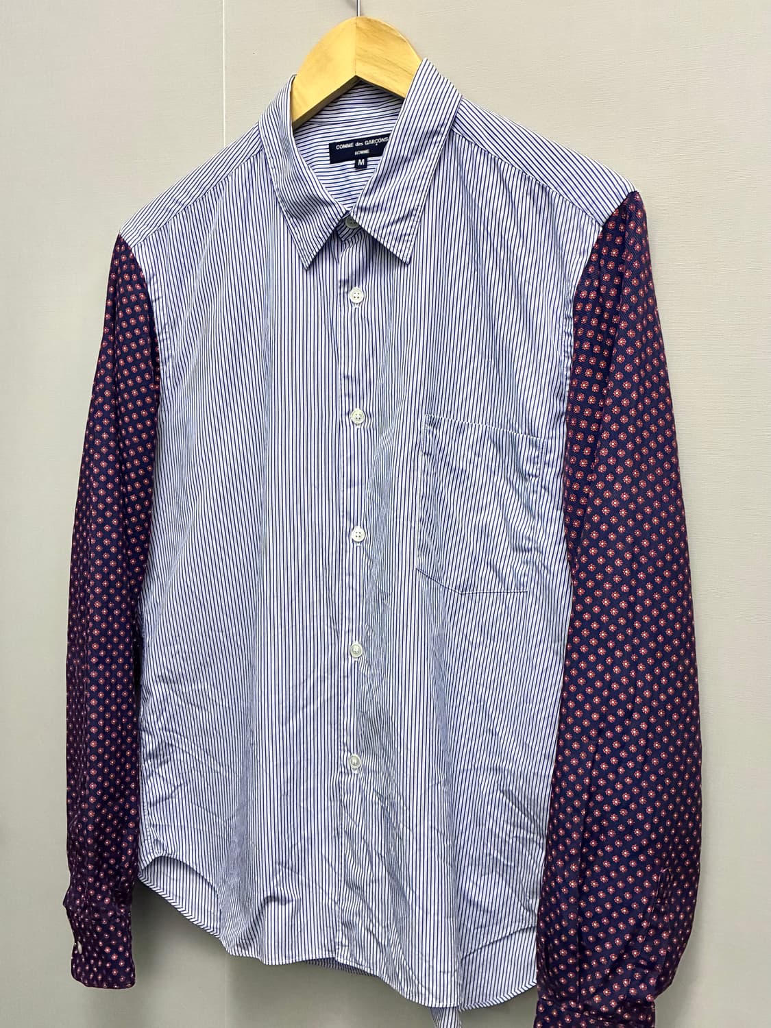 (M)09s 꼼데가르송 옴므 스트라이프 플라워 패치워크 셔츠 상품이미지2