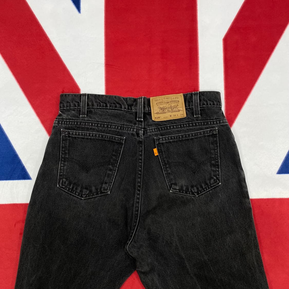 90s 리바이스 518 오렌지탭 흑청데님팬츠 34 상품이미지4