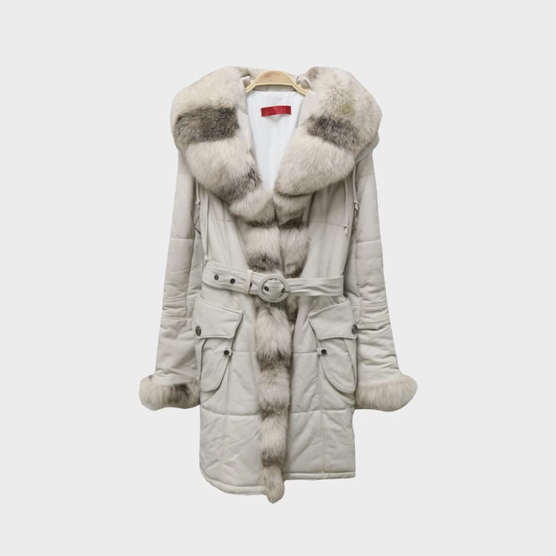 GIORGIO LEATHER FOX FUR 가죽 벨트 자켓 64769 상품이미지1