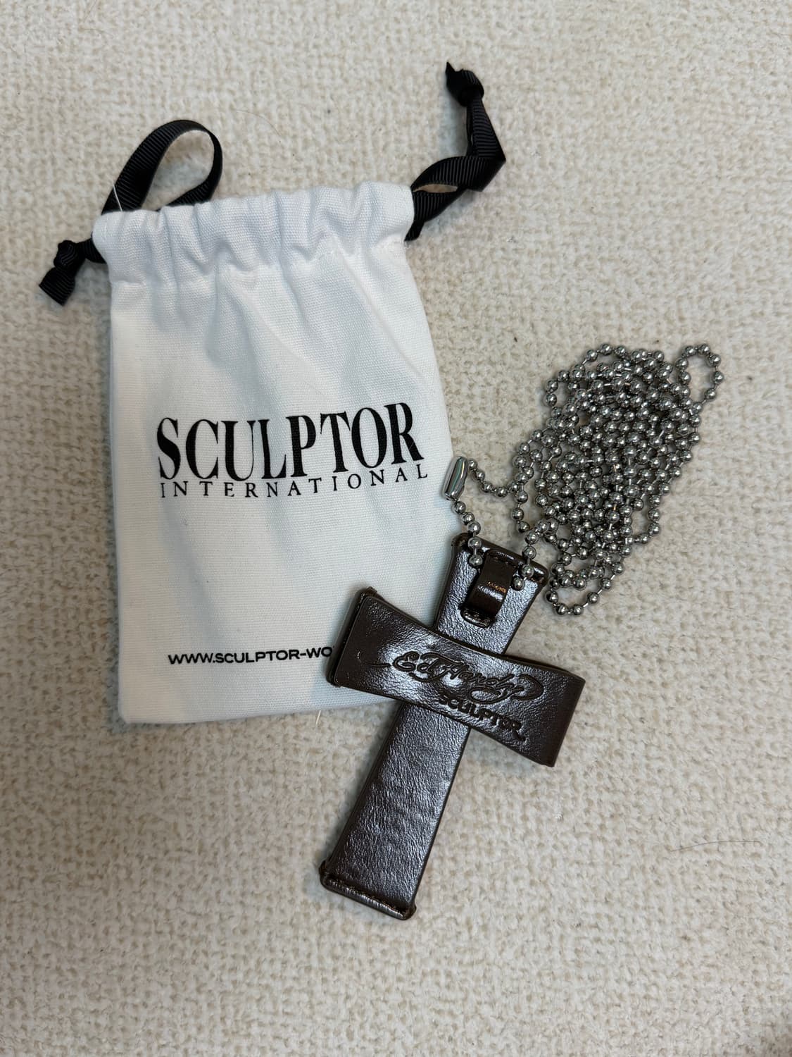 스컬프터 x 에드 하디 크로스 레더 스트랩 웰렛 브라운 상품이미지3