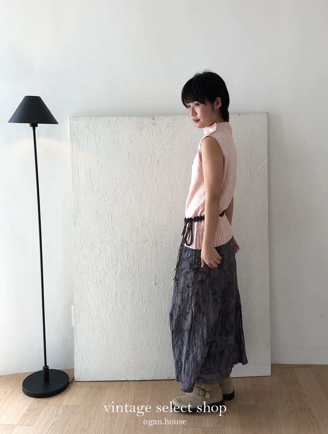 vintage pink cable knit vest 상품이미지5