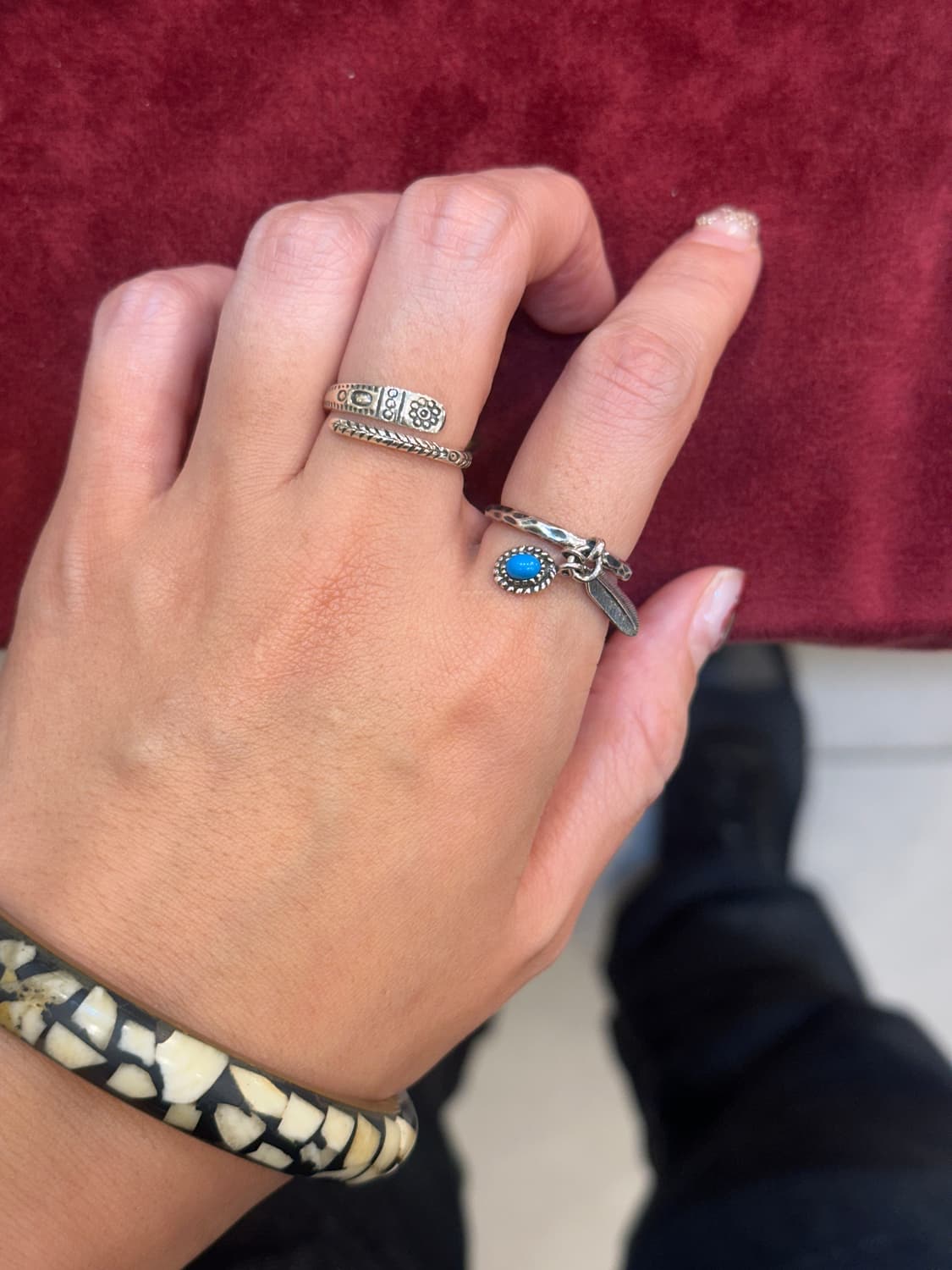 Turquoise feather 925silver ring 상품이미지5