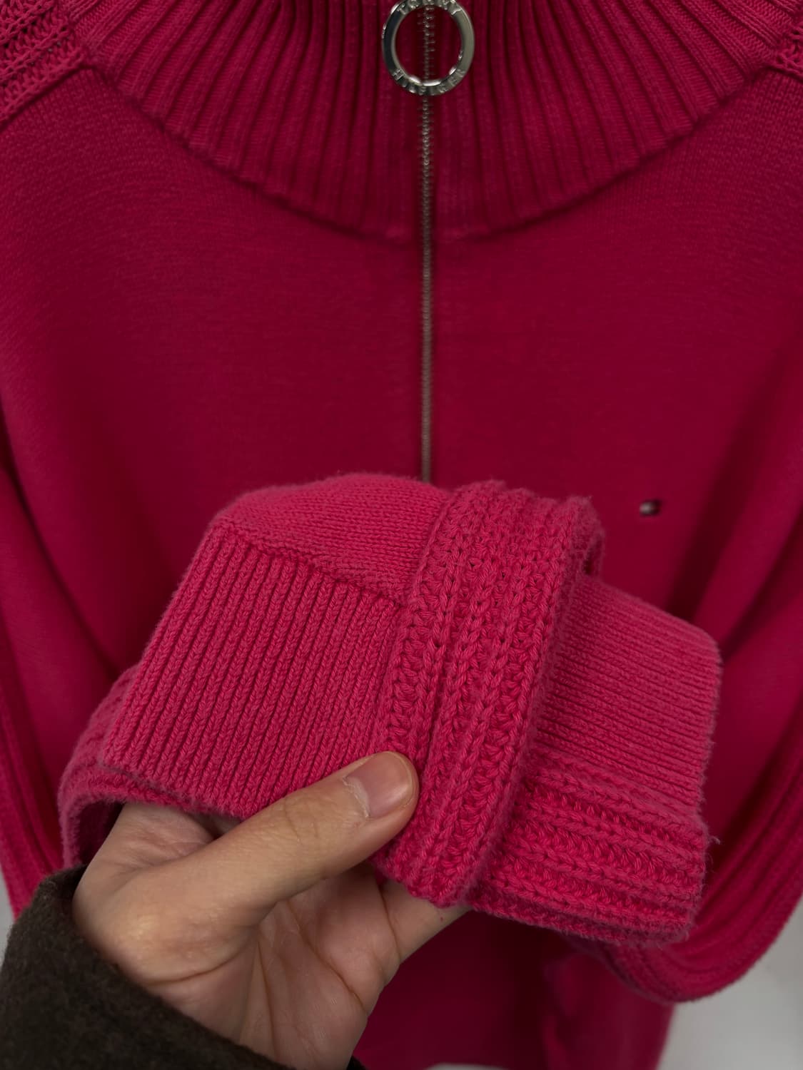 타미힐피거 우먼  니트 반집업 핫핑크 상품이미지3