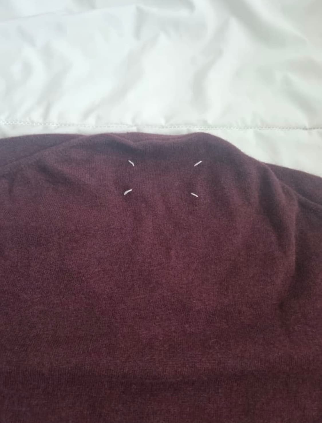 마르지엘라 엘보우 패치 브이넥 니트 버건디 M size 상품이미지3