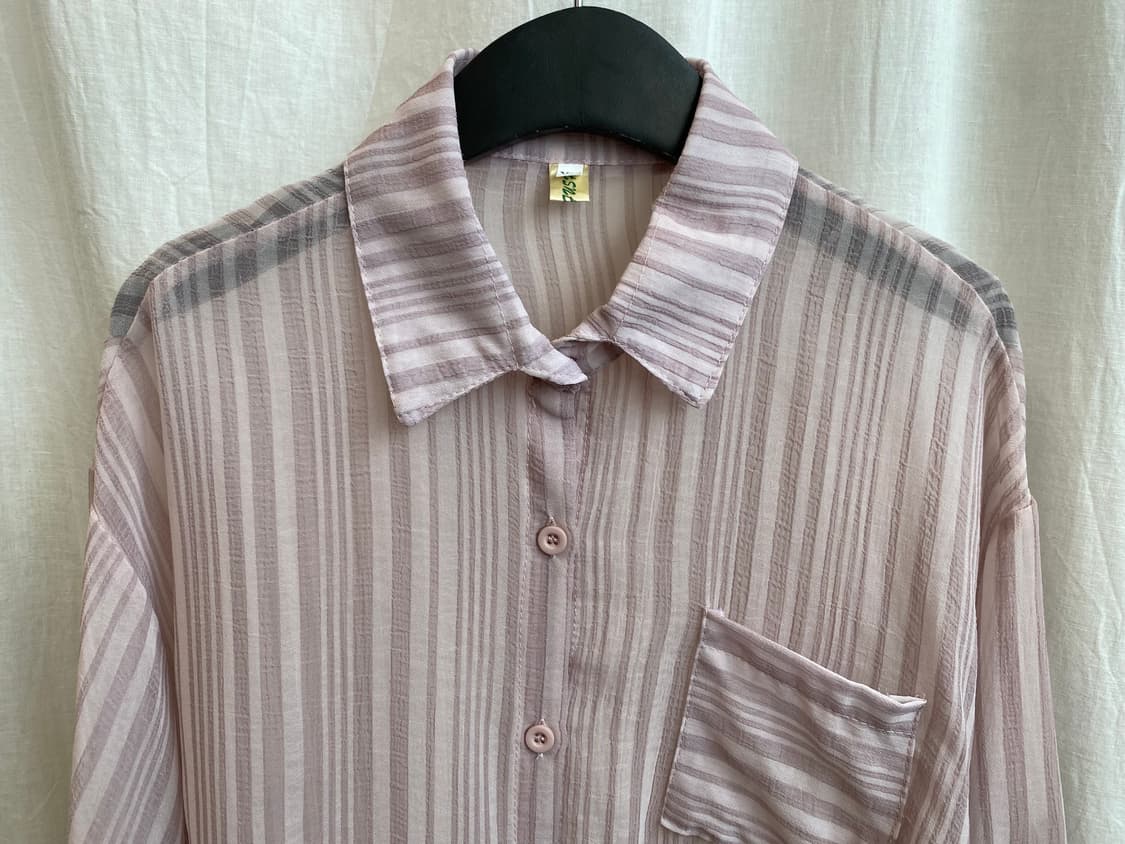 퍼플핑크 시스루 블라우스(XL) 상품이미지3