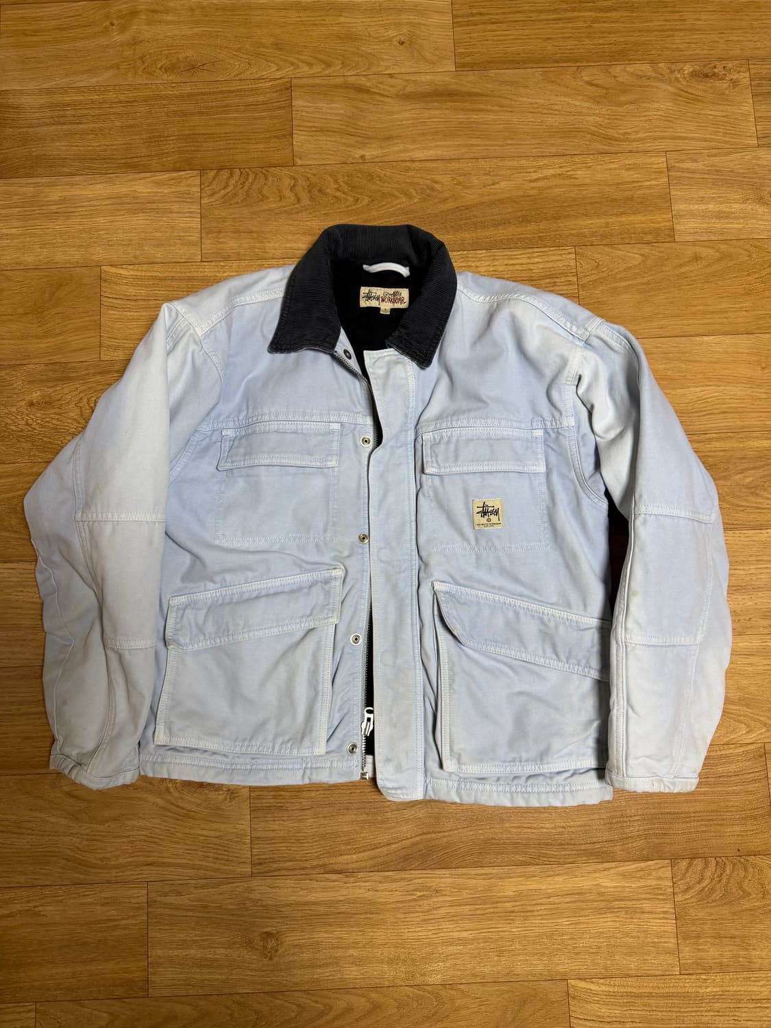 스투시 워시드 캔버스 샵 재킷 라이트 블루 상품이미지1