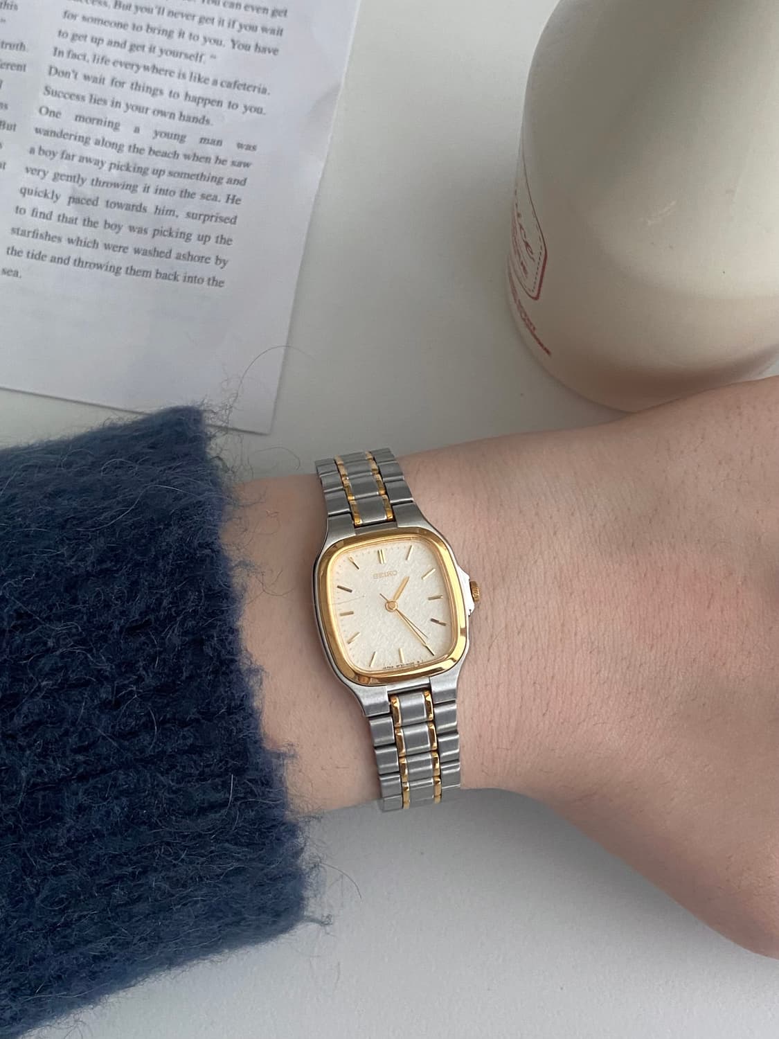 Seiko 세이코 콤비 린넨 다이얼 스퀘어 쿼츠 상품이미지9