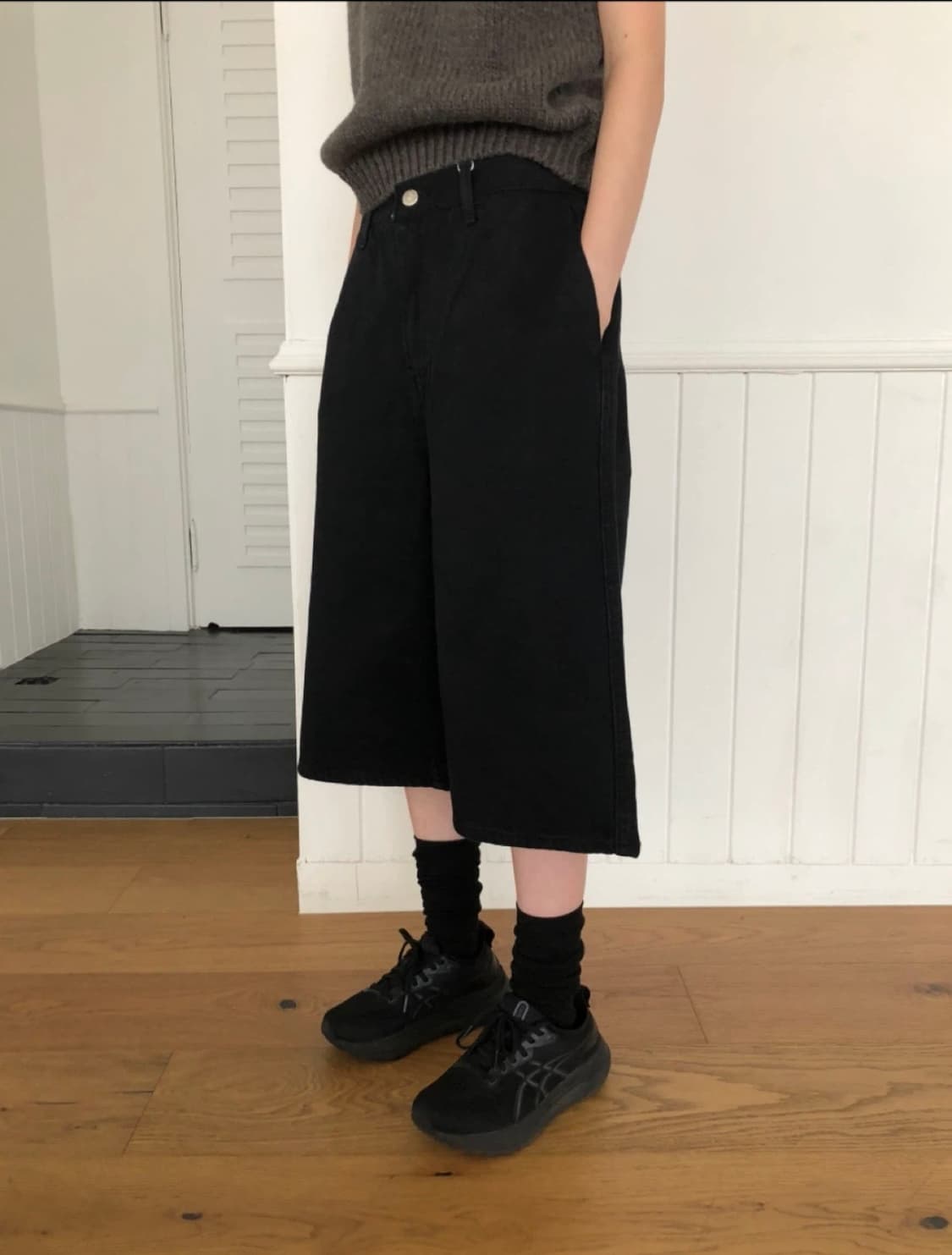 미닝아웃 클락 버뮤다 팬츠 블랙 상품이미지3