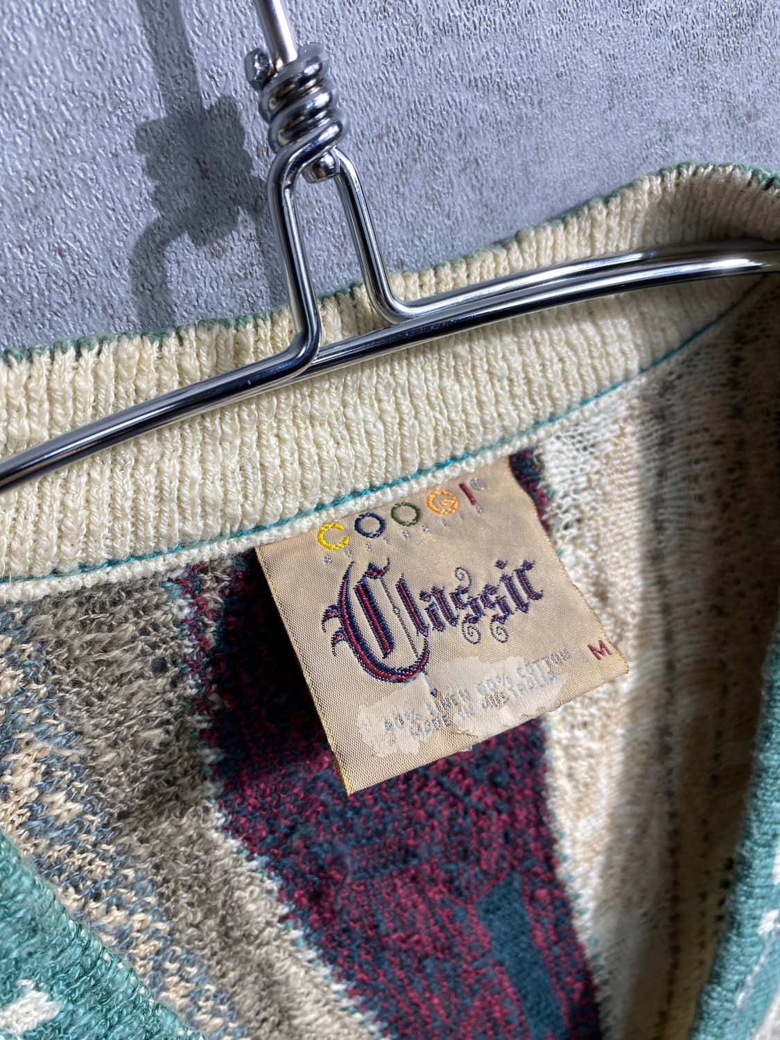 [M] 90s COOGI 쿠지 빈티지 브이넥 케이블 니트 상품이미지5