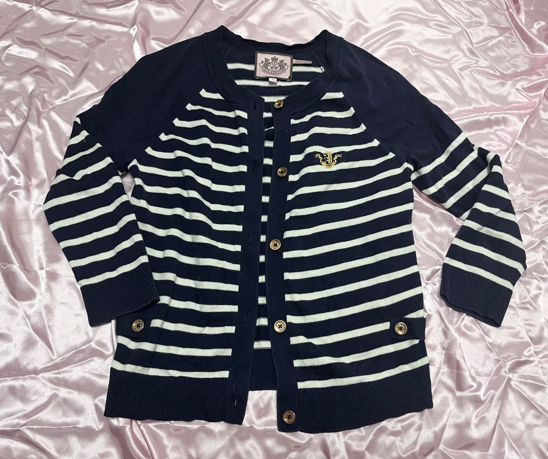 Juicy Couture 마린 갸루 골드버튼 스트라이프 가디건 상품이미지1