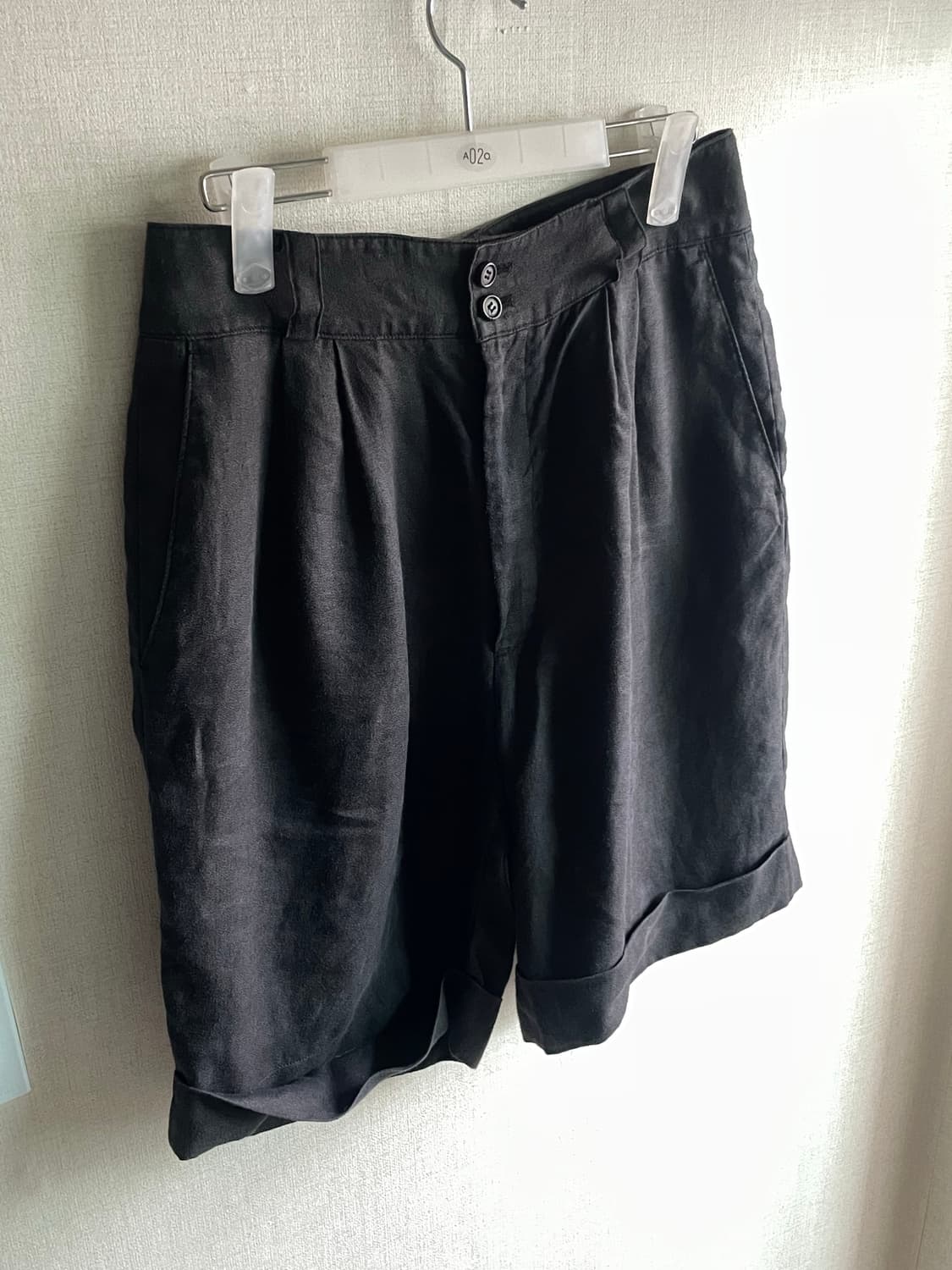 인더로우 블랙 린넨 하프 팬츠 1사이즈 상품이미지2