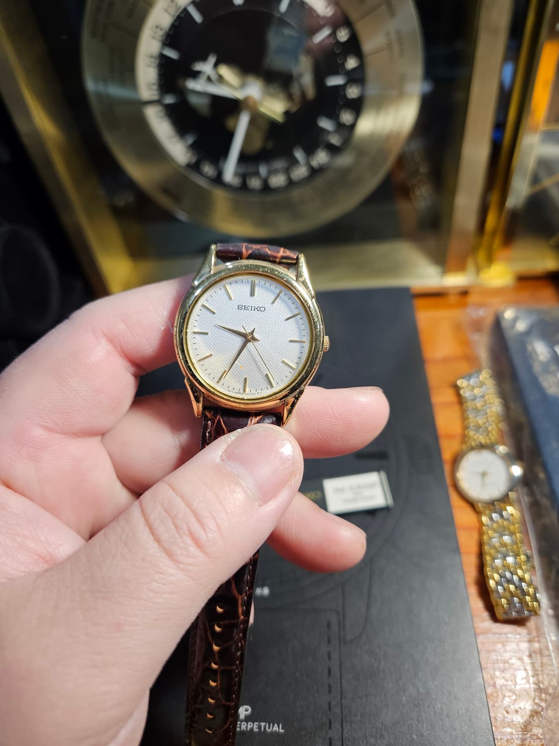 빈티지 세이코 SJA258P 쿼츠 금장 가죽 시계 상품이미지2