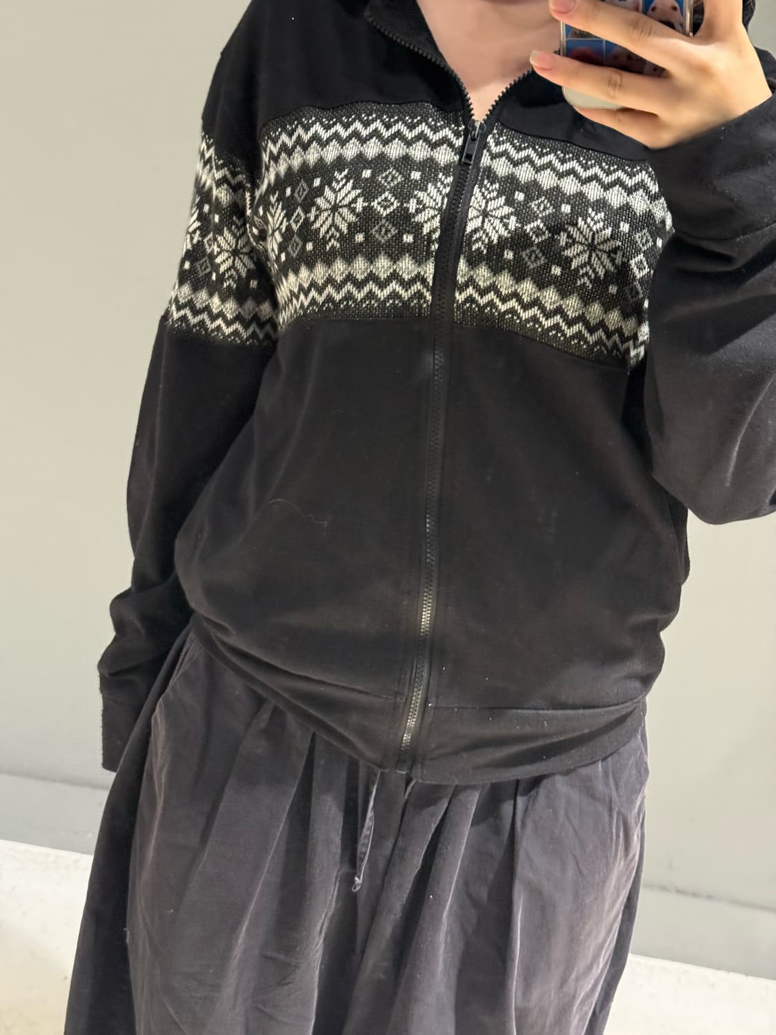 snow pattern point hood zip-up 상품이미지3