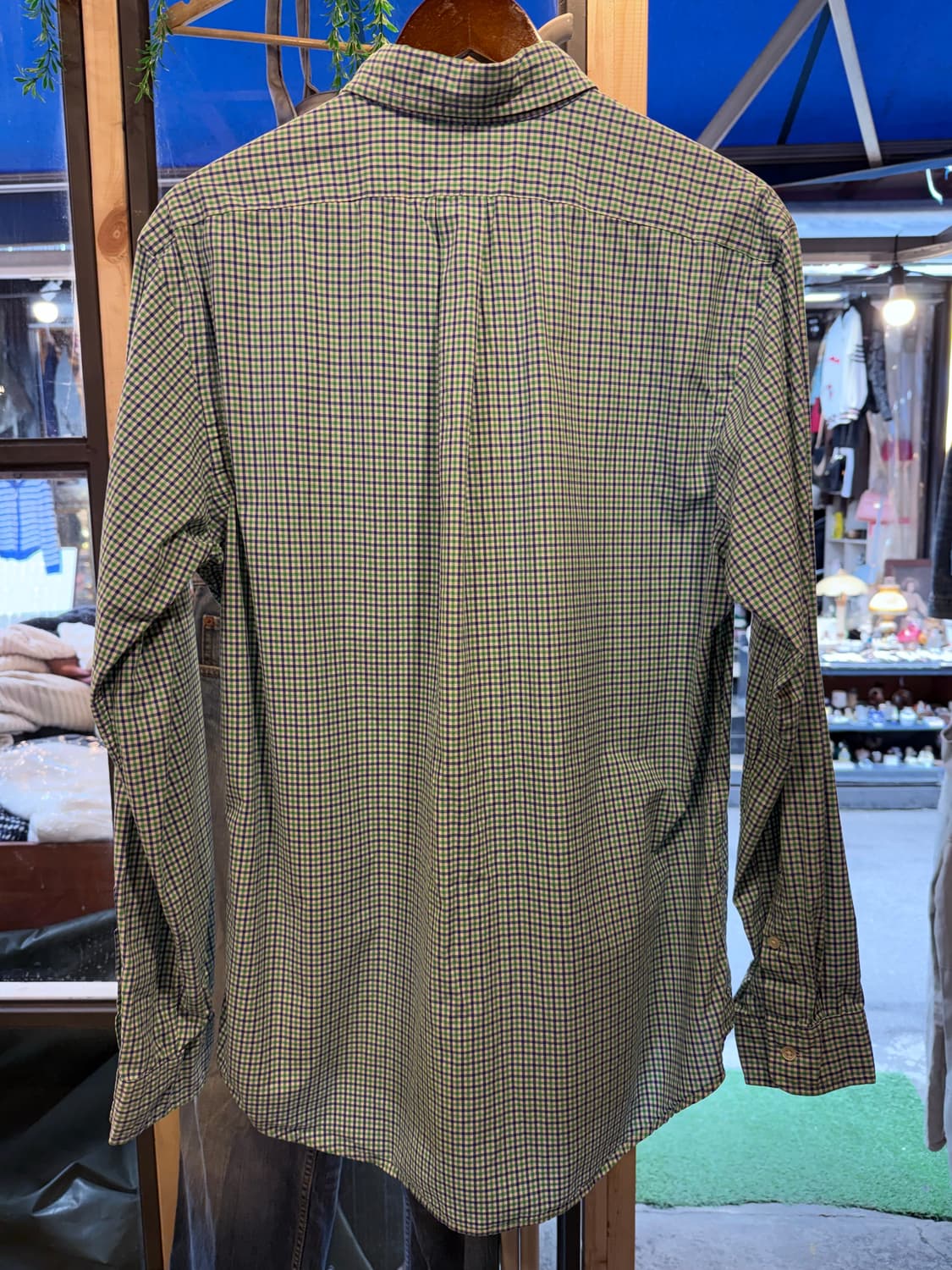 폴로 랄프로렌 네이비포니 그린 깅엄체크 셔츠 상품이미지4