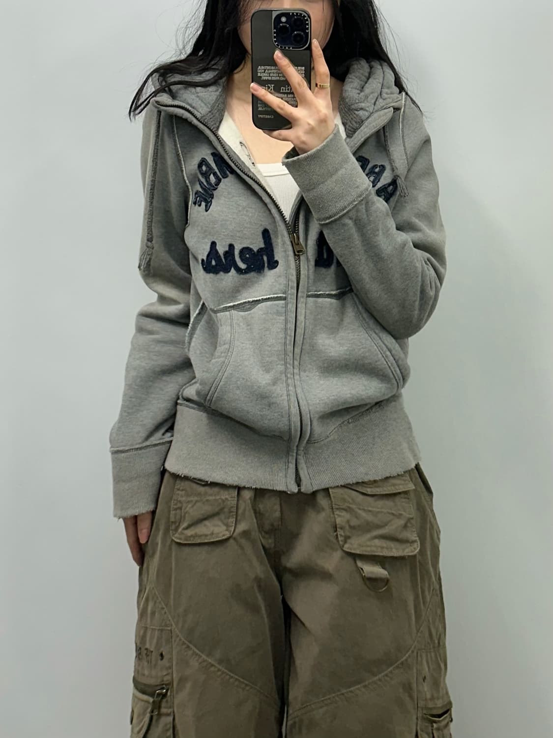 아베크롬비 y2k 와투케 헤비코튼 그레이 후드집업 상품이미지1