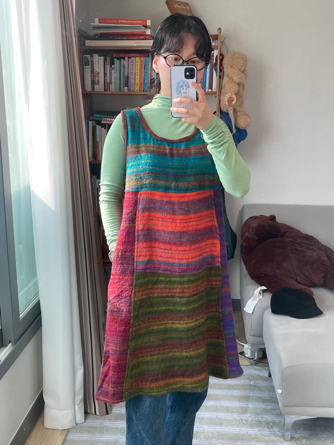 일본 빈티지 에스닉 멀티 스트라이프 레이어드 원피스 상품이미지2