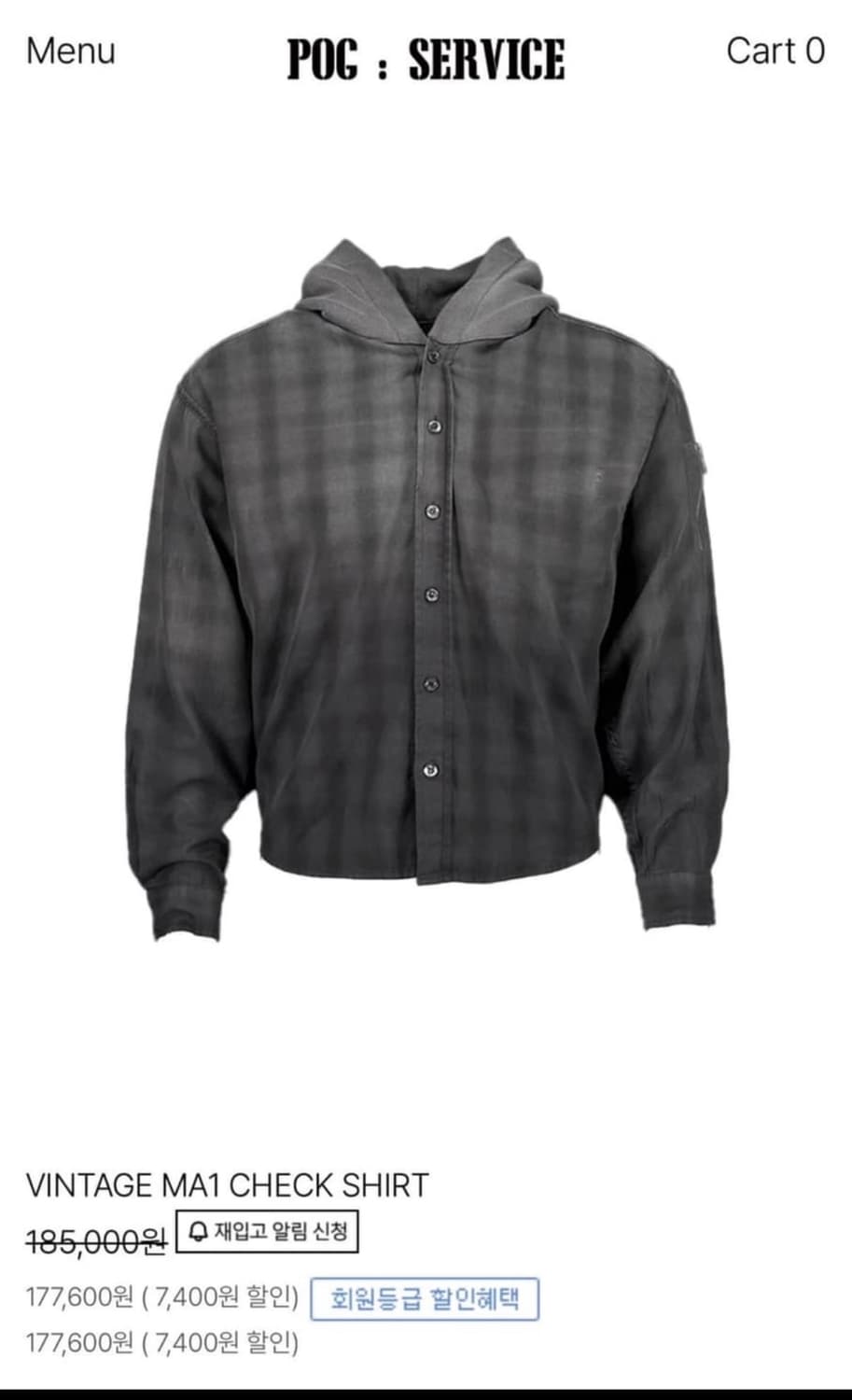 VINTAGE MA1 CHECK SHIRT 차콜 3size 상품이미지1