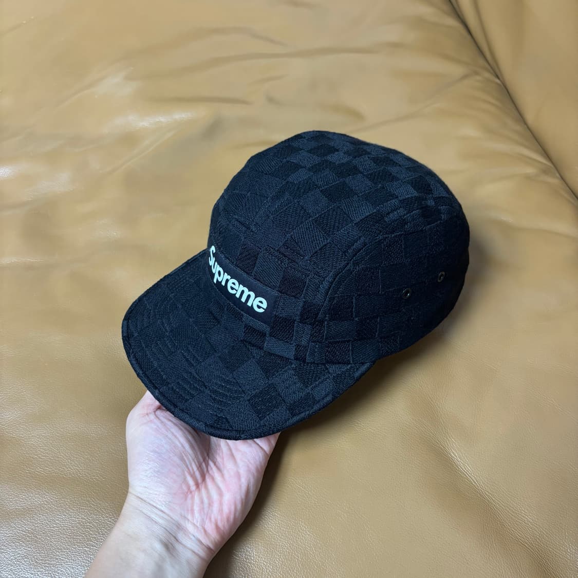 Supreme 슈프림 체커보드 블랙 캠프캡 모자 (Black) 상품이미지4
