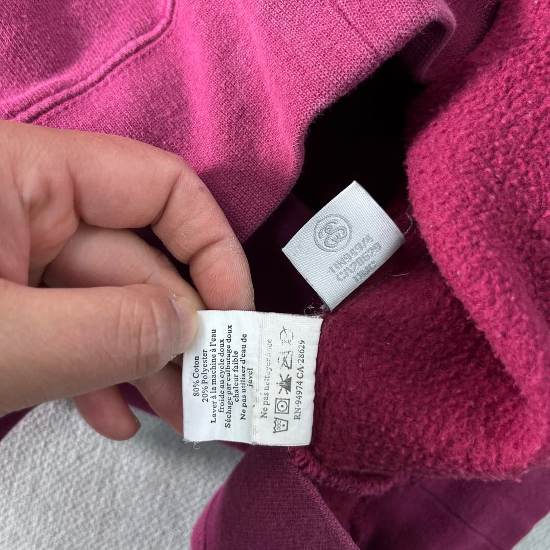 105 스투시 베이직로고 핑크 후드티 상품이미지8