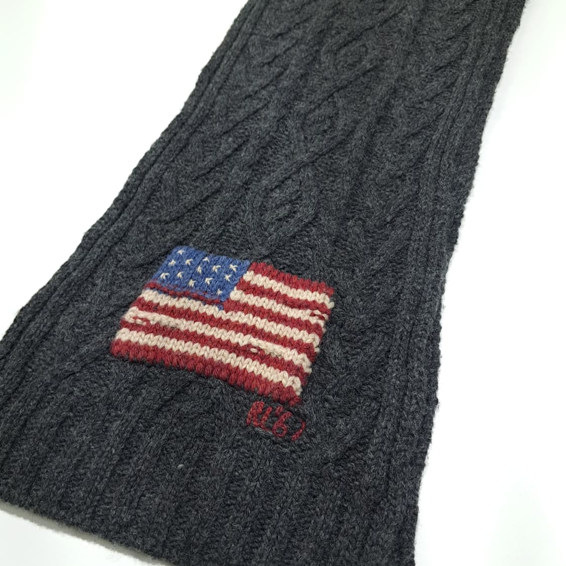 MX571 폴로 90s 램스울 성조기패치 차콜그레이 머플러 목도리 상품이미지3