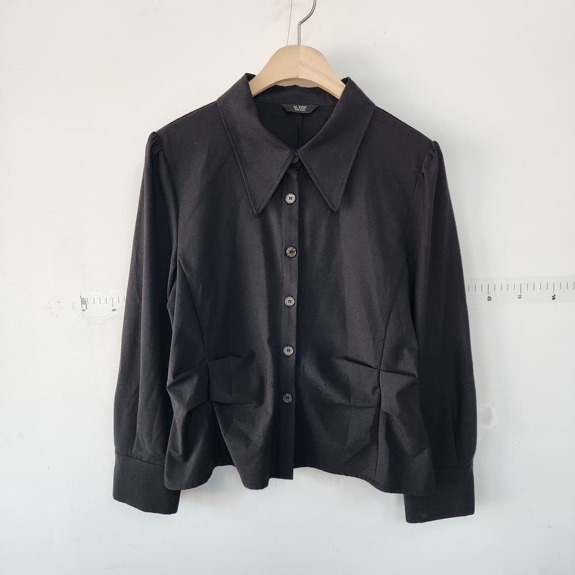 M.FFIN 블랙 카라넥 셔츠 블라우스 상품이미지1