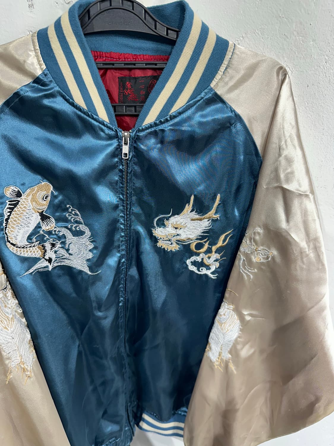 Jpn 일본빈티지 오리엔탈 네이비 민트 용 스카잔 자켓 상품이미지8