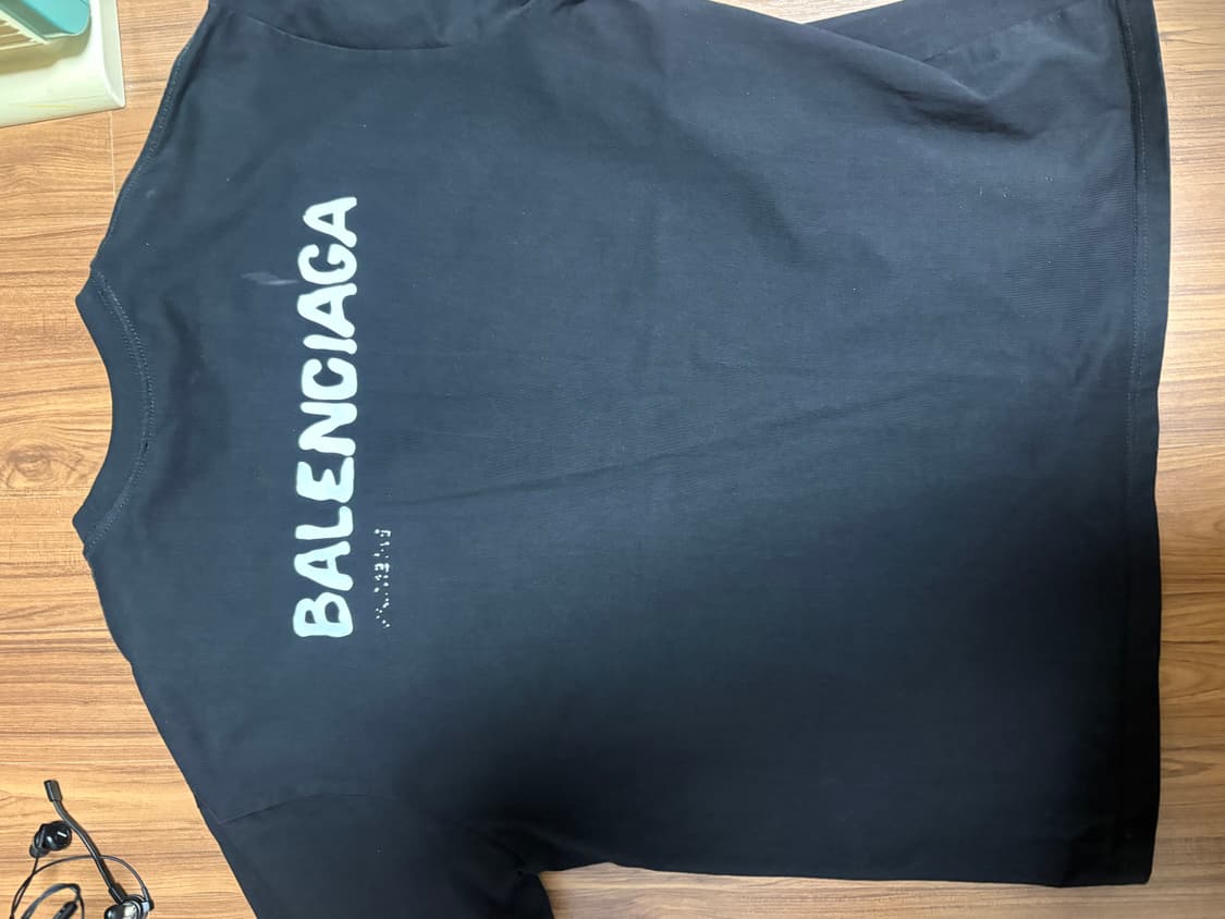 발렌시아가 핸드 드로운 발렌시아가 티셔츠 라지 핏 블랙 L 상품이미지2