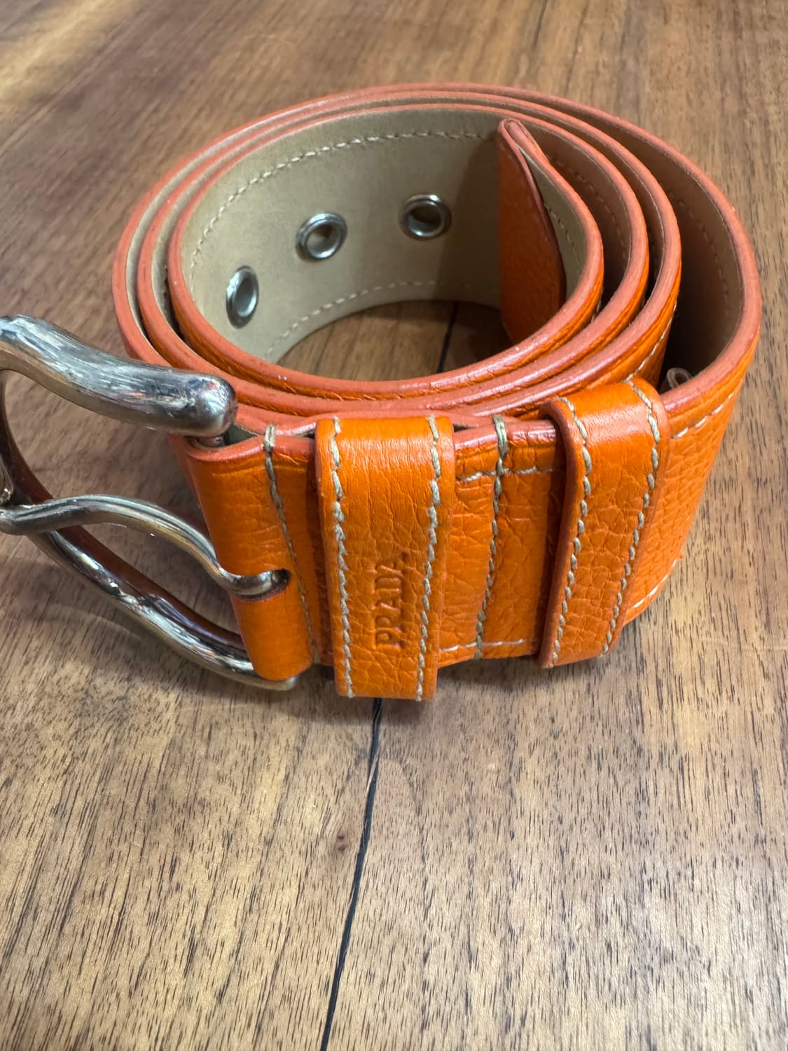 프라다 오렌지색상 가죽 벨트 28인치 상품이미지1