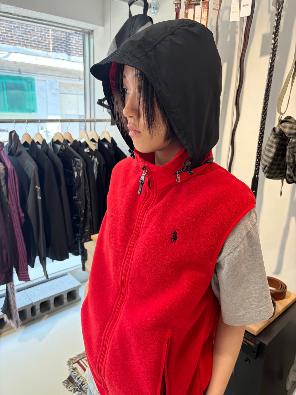 Polo Ralph Lauren 레드 폴라텍 플리스 베스트 M 상품이미지3