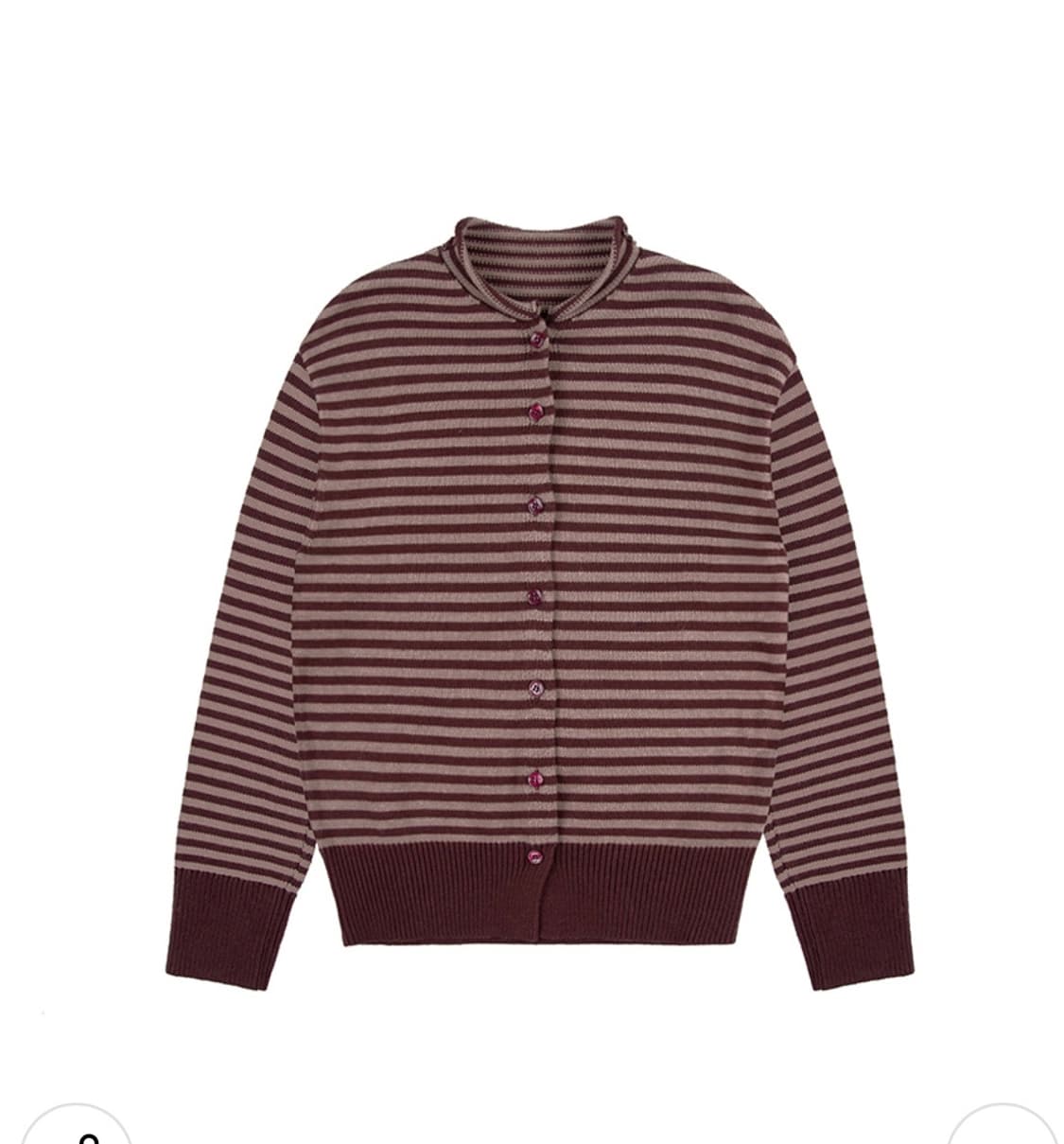 락케이크 Stripe Logo Knit Cardigan - Burgund 상품이미지4