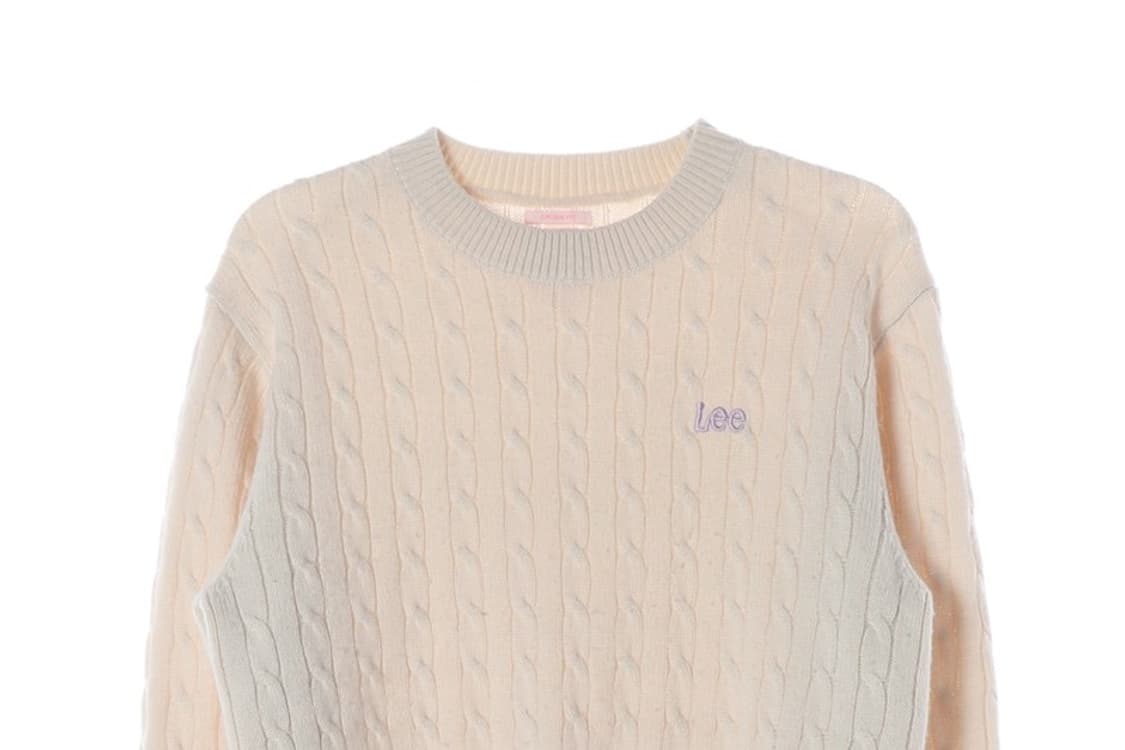 LEE 아이보리 케이블 크롭 니트 M 상품이미지3