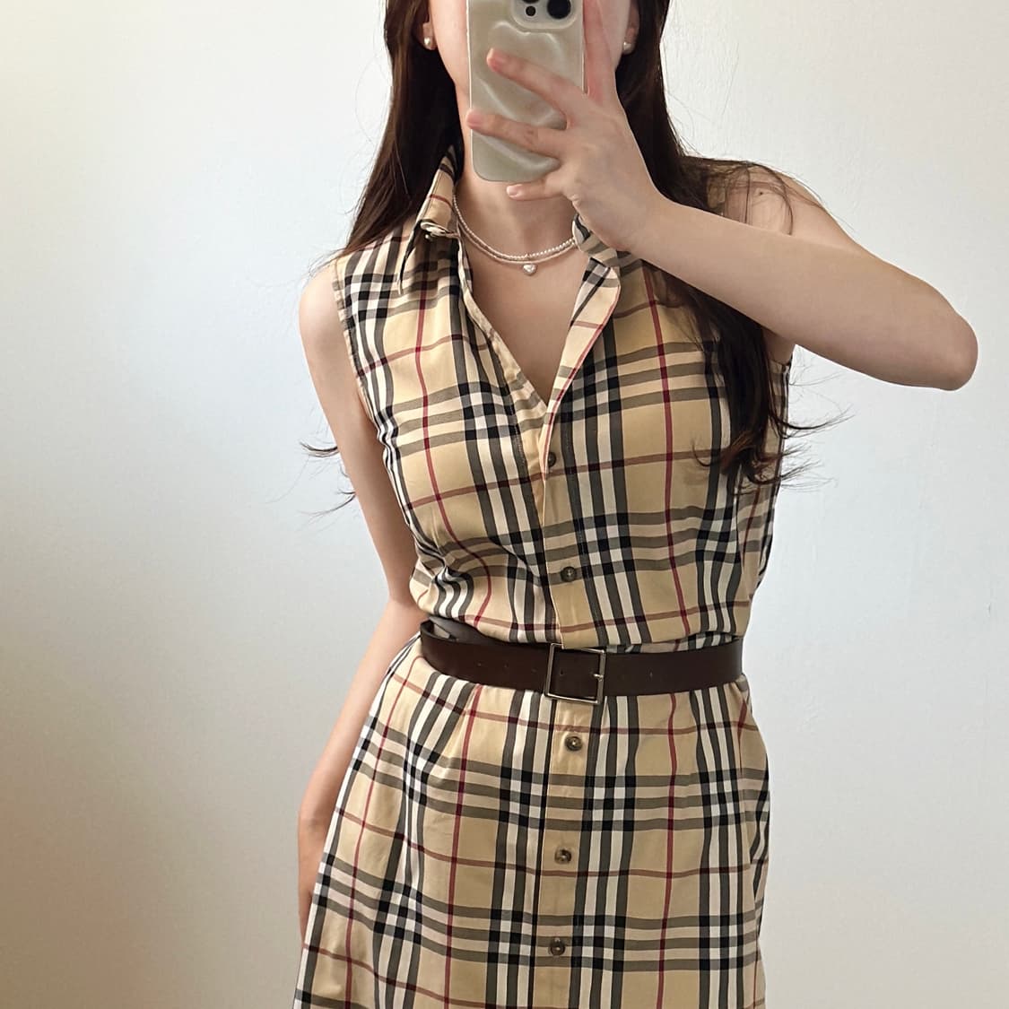 버버리 노바체크 슬리브리스 카라 원피스  상품이미지2